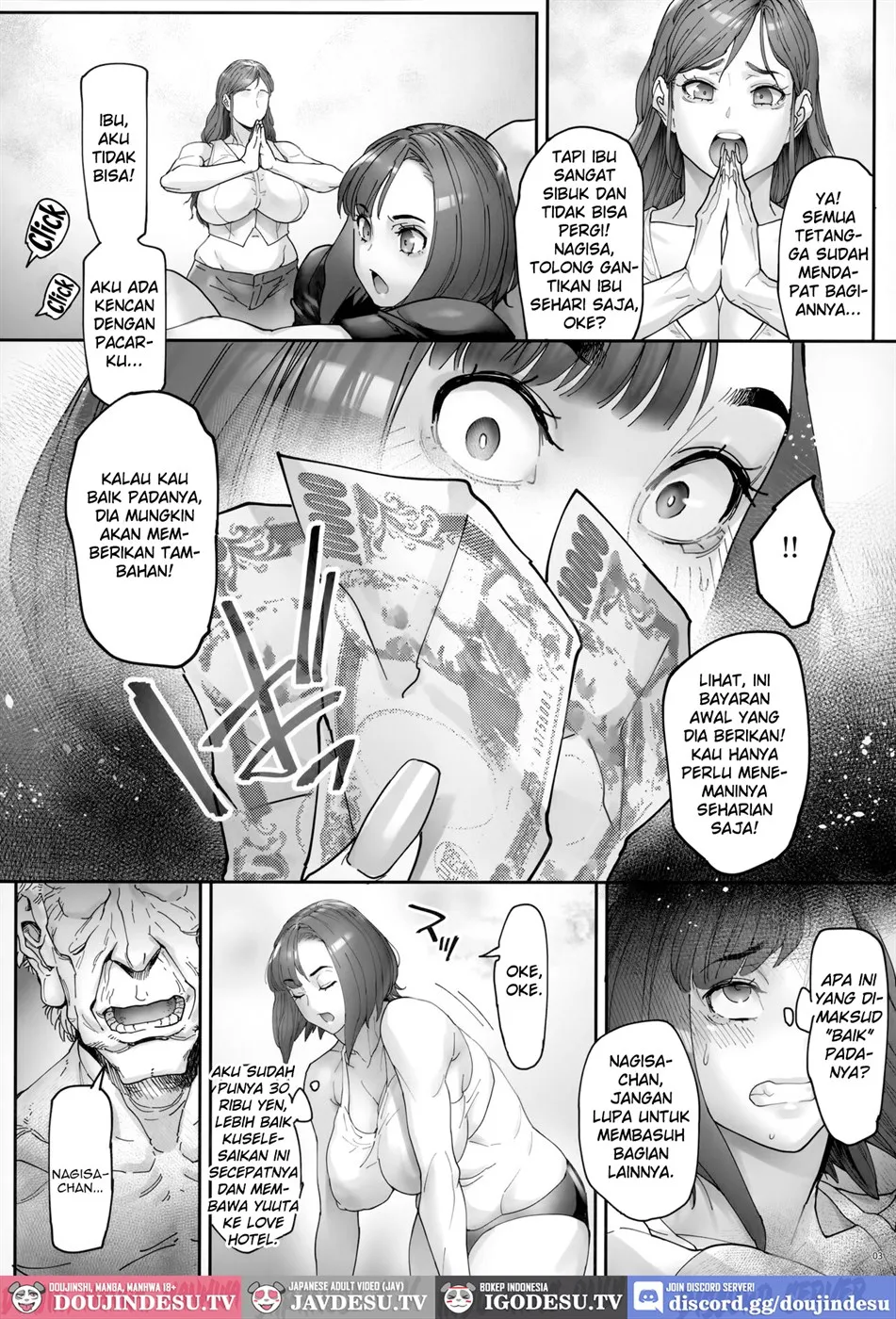 Kaigo Beit de Iroboke Jijii no Gouin na Yokkyuu to Okane no Mae ni Chitai o Sarasu JK Chapter 1