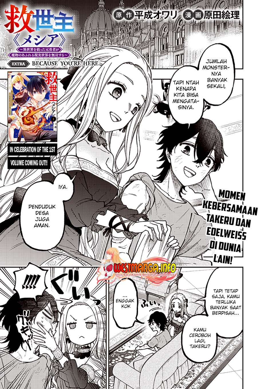 Kyuuseishu (MESHIA) ~Isekai wo Sukutta Moto Yuusha ga Mamono no Afureru Genjitsu Sekai wo Musou suru~