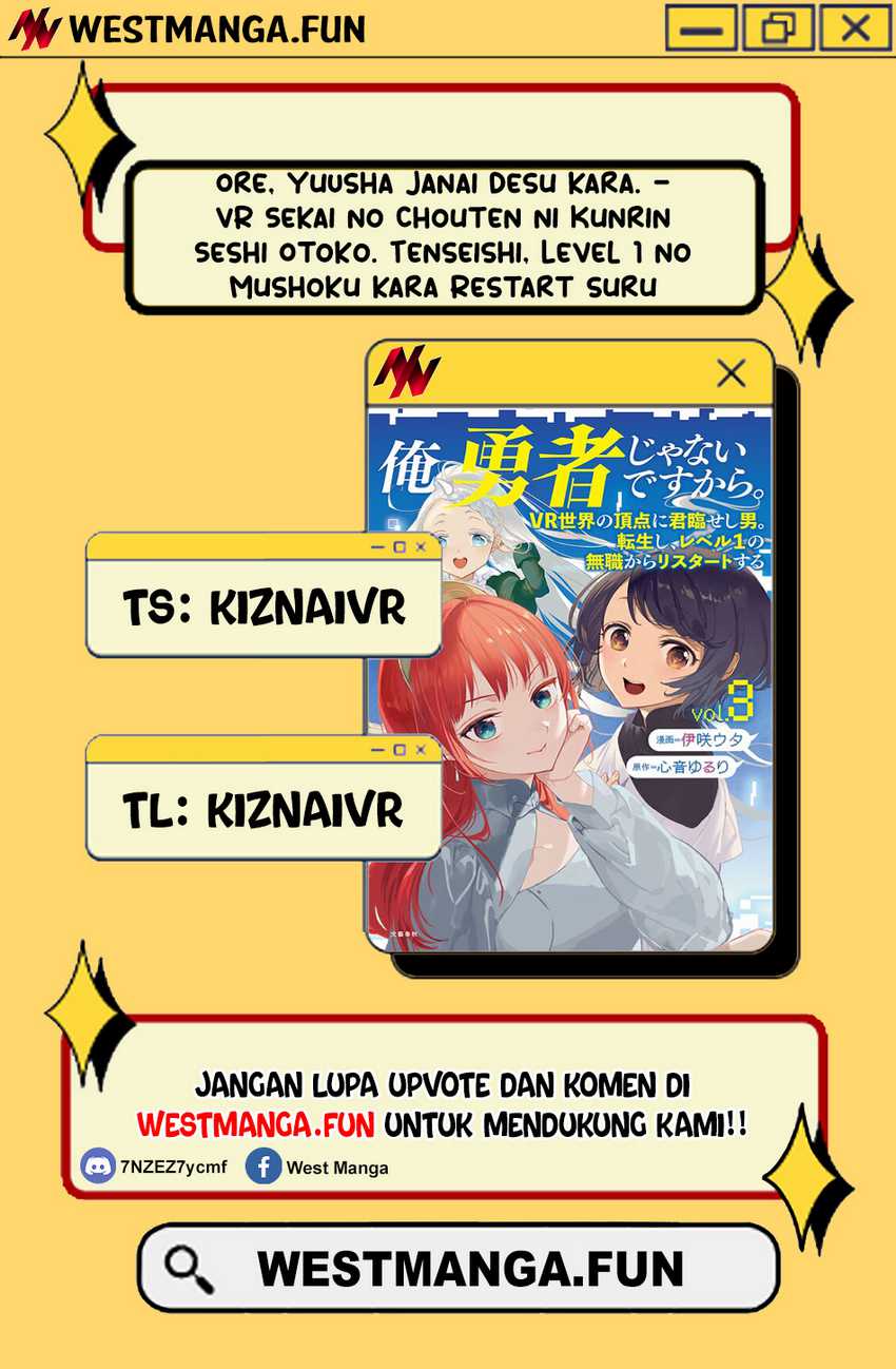 Ore, Yuusha janai desu kara. – VR Sekai no Chouten ni Kunrin Seshi Otoko. Tenseishi, Level 1 no Mushoku kara Restart suru